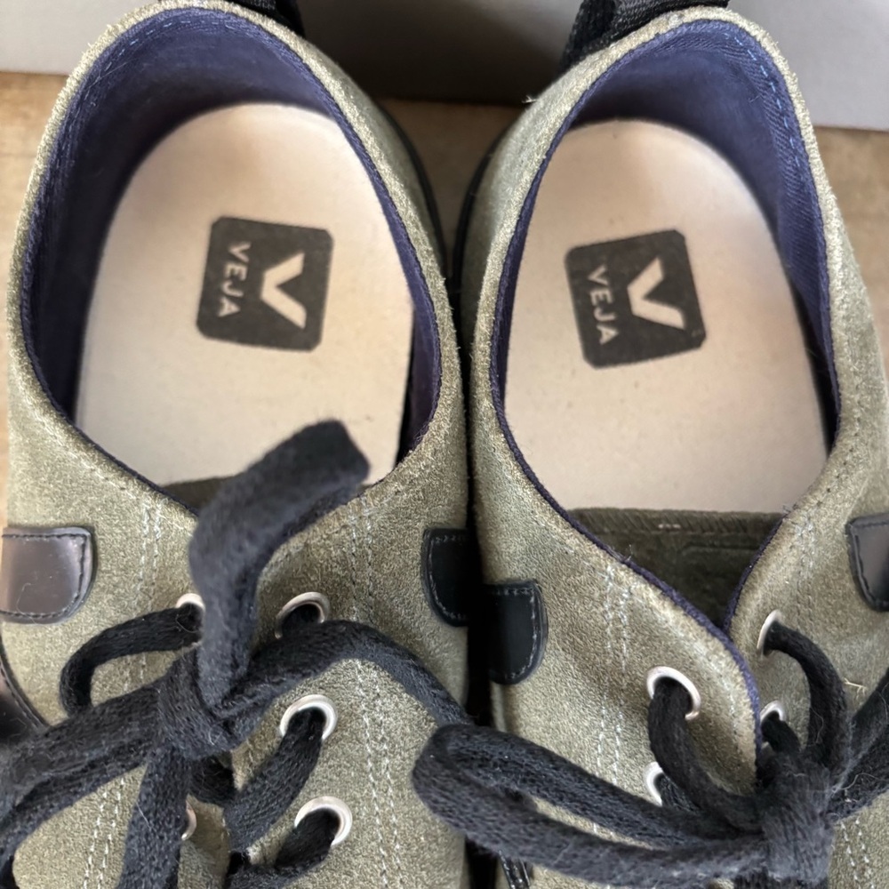 Veja Nova Suede Sneakers in Olive & Black Size 41/10 - Picture 3 of 8